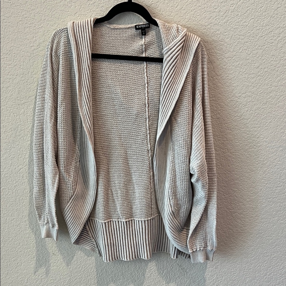 Express Light Gray Striped Cardigan